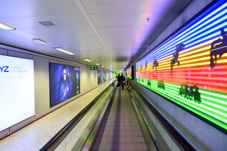 GENEVA, SWITZERLAND - NOVEMBER 18, 2015: interior of Geneva Airport. Geneva International Airport is the international airport of Geneva, Switzerland. It is located 4 km northwest of the city centre.のeditorial素材