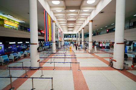 PHUKET, THAILAND, - NOVEMBER 06, 2015: interior of Phuket International Airport. The airport plays a major role in Thailand's tourism industry, as Phuket Island is a popular resort destination.のeditorial素材
