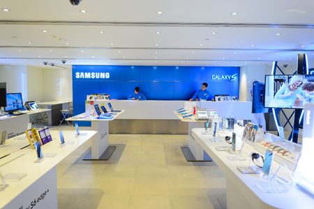 HONG KONG - NOVEMBER 02, 2015: interior of store in New Town Plaza. New Town Plaza is a shopping mall in the town centre of Sha Tin in Hong Kong. Developed by Sun Hung Kai Propertiesのeditorial素材