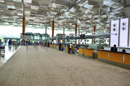 SINGAPORE - NOVEMBER 04, 2015: check-in zone at Changi Airport. Singapore Changi Airport, is the...