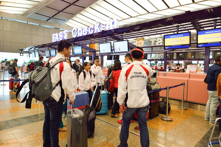 SINGAPORE - NOVEMBER 09, 2015: check-in zone at Changi Airport. Singapore Changi Airport, is the...