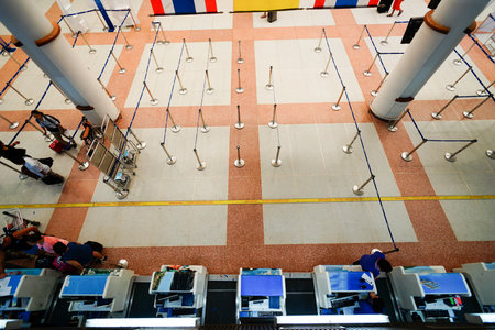 PHUKET, THAILAND, - NOVEMBER 06, 2015: interior of Phuket International Airport. The airport plays a major role in Thailand's tourism industry, as Phuket Island is a popular resort destination.のeditorial素材