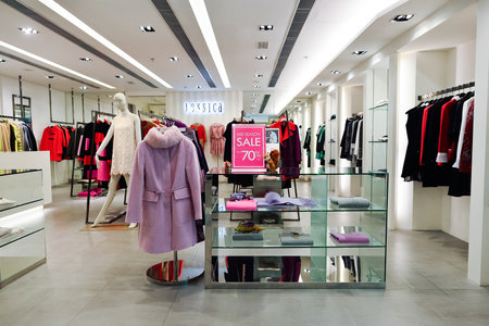 HONG KONG - NOVEMBER 02, 2015: interior of a boutique in New Town Plaza. New Town Plaza is a...