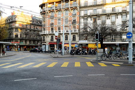 GENEVA, SWITZERLAND - NOVEMBER 18, 2015: view of Geneva. Geneva is a global city, a financial...