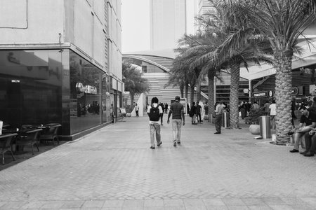 DUBAI - OCTTOBER 16, 2014: area near exhibition centre. Dubai is the most populous city and emirate...