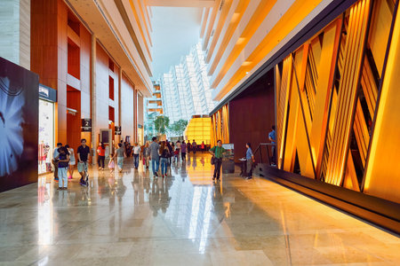 SINGAPORE - NOVEMBER 08, 2015: inside the Marina Bay Sands Hotel. Marina Bay Sands is an integrated resort fronting Marina Bay in Singaporeのeditorial素材