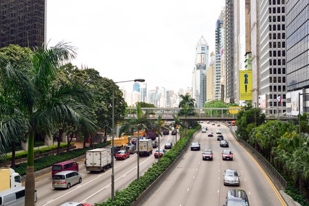 HONG KONG - JUNE 02, 2015: streets of Hong Kong. Hong Kong, is an autonomous territory on the southern coast of China at the Pearl River Estuary and the South China Seaのeditorial素材