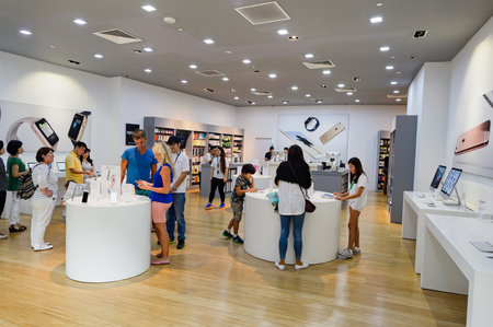 SINGAPORE - NOVEMBER 08, 2015: interior of the store in The Shoppes at Marina Bay Sands. The Shoppes...