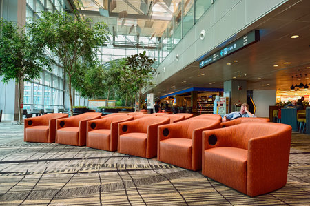 SINGAPORE - NOVEMBER 04, 2015: interior of Changi Airport. Singapore Changi Airport, is the primary...