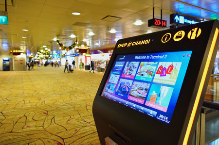 SINGAPORE - NOVEMBER 09, 2015: interior of Changi Airport. Singapore Changi Airport, is the primary civilian airport for Singapore, and one of the largest transportation hubs in Southeast Asiaのeditorial素材