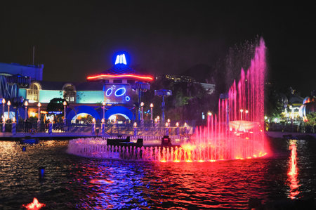 HONG KONG - NOVEMBER 11, 2011:fountain show in Ocean Park. Ocean Park, is a marine mammal park, oceanarium, animal theme park and amusement park, situated in Hong Kongのeditorial素材