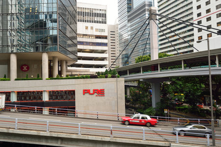 HONG KONG - JUNE 01, 2015: streets of Hong Kong. Hong Kong, is an autonomous territory on the southern coast of China at the Pearl River Estuary and the South China Seaのeditorial素材