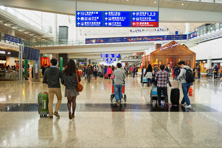 HONG KONG - DECEMBER 24, 2015: interior of  Hong Kong Airport. Hong Kong International Airport is the main airport in Hong Kong. It is located on the island of Chek Lap Kokのeditorial素材