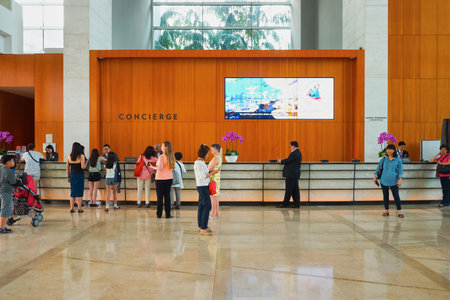 SINGAPORE - NOVEMBER 08, 2015: inside the Marina Bay Sands Hotel. Marina Bay Sands is an integrated resort fronting Marina Bay in Singaporeのeditorial素材