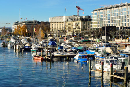 GENEVA, SWITZERLAND - NOVEMBER 19, 2015: view of Geneva. Geneva is the second most populous city in...
