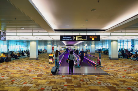SINGAPORE - NOVEMBER 07, 2015: interior of Changi Airport. Singapore Changi Airport, is the primary civilian airport for Singapore, and one of the largest transportation hubs in Southeast Asiaのeditorial素材