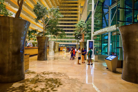SINGAPORE - NOVEMBER 07, 2015: inside the Marina Bay Sands Hotel. Marina Bay Sands is an integrated resort fronting Marina Bay in Singaporeのeditorial素材