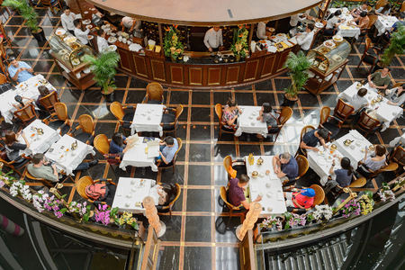 SINGAPORE - NOVEMBER 08, 2015: interior of The Shoppes at Marina Bay Sands. The Shoppes at Marina Bay Sands is one of Singapore's largest luxury shopping mallsのeditorial素材