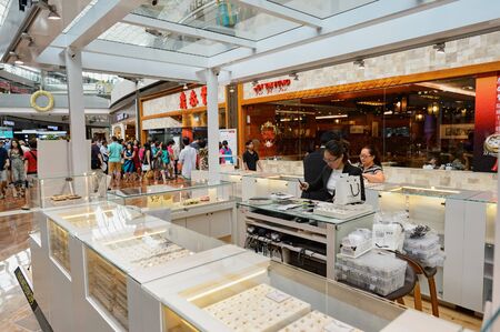 SINGAPORE - NOVEMBER 08, 2015: interior of The Shoppes at Marina Bay Sands. The Shoppes at Marina Bay Sands is one of Singapore's largest luxury shopping mallsのeditorial素材