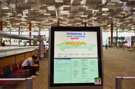 SINGAPORE - NOVEMBER 04, 2015: interior of Changi Airport. Singapore Changi Airport, is the primary civilian airport for Singapore, and one of the largest transportation hubs in Southeast Asiaのeditorial素材