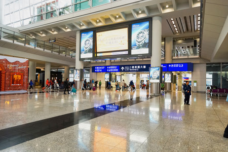 HONG KONG - DECEMBER 24, 2015: interior of  Hong Kong Airport. Hong Kong International Airport is the main airport in Hong Kong. It is located on the island of Chek Lap Kokのeditorial素材
