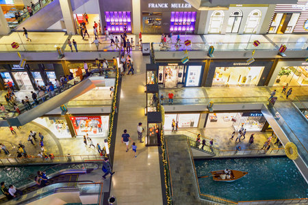 SINGAPORE - NOVEMBER 07, 2015: interior of The Shoppes at Marina Bay Sands. The Shoppes at Marina Bay Sands is one of Singapore's largest luxury shopping mallsのeditorial素材
