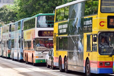 HONG KONG - JUNE 03, 2015: streets of Hong Kong. Hong Kong, is an autonomous territory on the southern coast of China at the Pearl River Estuary and the South China Seaのeditorial素材