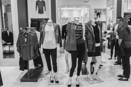DUBAI - OCTOBER 15, 2014: interior of store at the Dubai Mall. The Dubai Mall located in Dubai, it is part of the 20-billion-dollar Downtown Dubai complex, and includes 1,200 shops.のeditorial素材