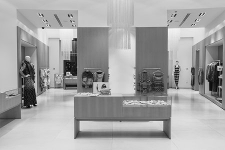 DUBAI - OCTOBER 15, 2014: interior of the store at the Dubai Mall. The Dubai Mall located in Dubai, it is part of the 20-billion-dollar Downtown Dubai complex, and includes 1,200 shops.のeditorial素材