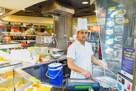 SINGAPORE - NOVEMBER 08, 2015: food court in The Shoppes at Marina Bay Sands. The Shoppes at Marina Bay Sands is one of Singapore's largest luxury shopping mallsのeditorial素材
