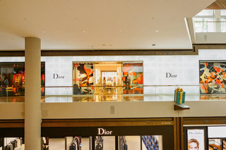 SINGAPORE - NOVEMBER 08, 2015: interior of The Shoppes at Marina Bay Sands. The Shoppes at Marina Bay Sands is one of Singapore's largest luxury shopping mallsのeditorial素材
