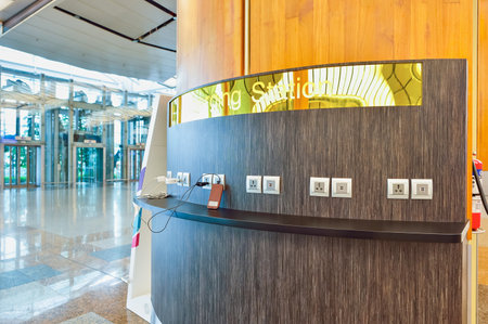 SINGAPORE - NOVEMBER 09, 2015: interior of Changi Airport. Singapore Changi Airport, is the primary civilian airport for Singapore, and one of the largest transportation hubs in Southeast Asiaのeditorial素材
