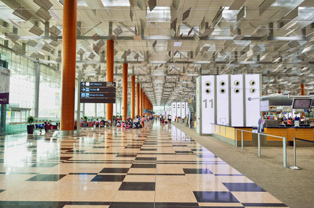 SINGAPORE - NOVEMBER 04, 2015: interior of Changi Airport. Singapore Changi Airport, is the primary civilian airport for Singapore, and one of the largest transportation hubs in Southeast Asiaのeditorial素材