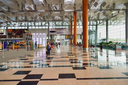 SINGAPORE - NOVEMBER 04, 2015: interior of Changi Airport. Singapore Changi Airport, is the primary civilian airport for Singapore, and one of the largest transportation hubs in Southeast Asiaのeditorial素材