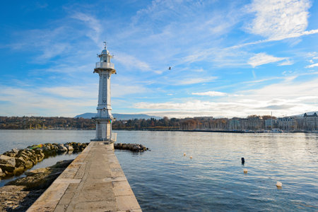 Photography of lighthouse in Geneva in the daytimeのeditorial素材