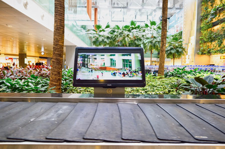 SINGAPORE - NOVEMBER 04, 2015: interior of baggage claim area of Changi Airport. Singapore Changi Airport, is the primary civilian airport for Singapore, and one of the largest transportation hubs in Southeast Asiaのeditorial素材