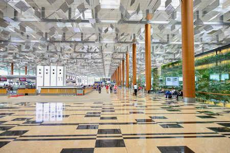 SINGAPORE - NOVEMBER 09, 2015: interior of Changi Airport. Singapore Changi Airport, is the primary civilian airport for Singapore, and one of the largest transportation hubs in Southeast Asiaのeditorial素材
