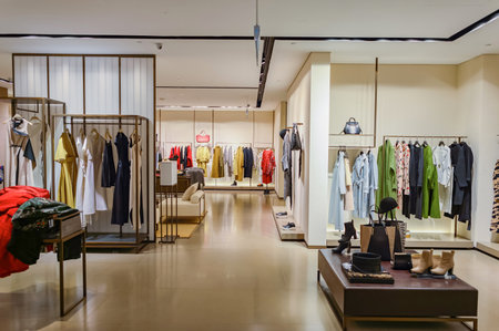 SINGAPORE - NOVEMBER 08, 2015: interior of The Shoppes at Marina Bay Sands. The Shoppes at Marina Bay Sands is one of Singapore's largest luxury shopping mallsのeditorial素材
