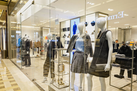 SINGAPORE - NOVEMBER 08, 2015: interior of The Shoppes at Marina Bay Sands. The Shoppes at Marina Bay Sands is one of Singapore's largest luxury shopping mallsのeditorial素材