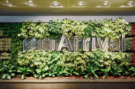 SINGAPORE - NOVEMBER 04, 2015: interior of Changi Airport. Singapore Changi Airport, is the primary civilian airport for Singapore, and one of the largest transportation hubs in Southeast Asiaのeditorial素材
