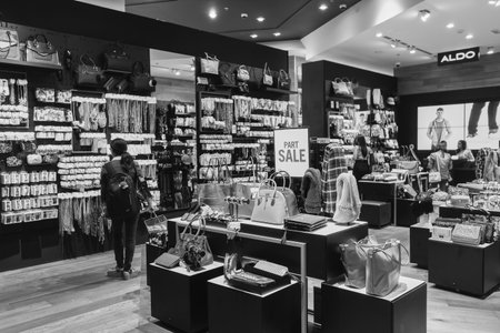 DUBAI - OCTOBER 15, 2014: interior of store at the Dubai Mall. The Dubai Mall located in Dubai, it is part of the 20-billion-dollar Downtown Dubai complex, and includes 1,200 shops.のeditorial素材