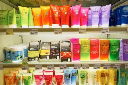 BONN, GERMANY - SEPTEMBER 18, 2014: interior of the cosmetics store. Bonn officially the Federal City of Bonn, is a city on the banks of the Rhine in the German state of North Rhine-Westphalia.のeditorial素材