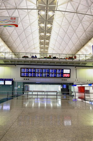 HONG KONG - DECEMBER 26, 2015: interior of  Hong Kong Airport. Hong Kong International Airport is the main airport in Hong Kong. It is located on the island of Chek Lap Kokのeditorial素材