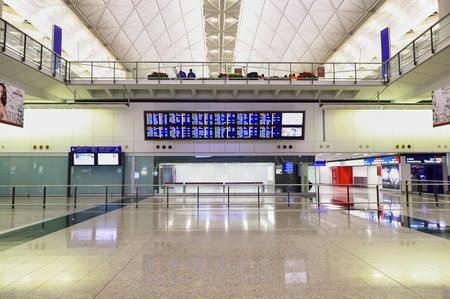 HONG KONG - DECEMBER 26, 2015: interior of  Hong Kong Airport. Hong Kong International Airport is the main airport in Hong Kong. It is located on the island of Chek Lap Kokのeditorial素材