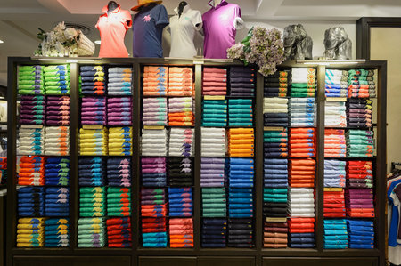 SINGAPORE - NOVEMBER 07, 2015: interior of The Shoppes at Marina Bay Sands. The Shoppes at Marina Bay Sands is one of Singapore's largest luxury shopping mallsのeditorial素材