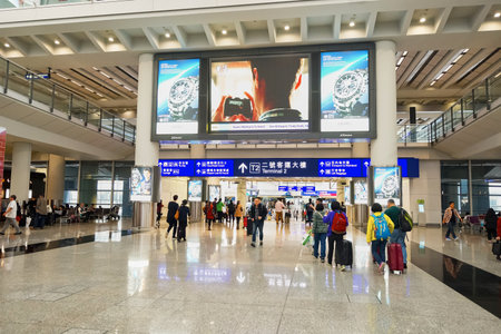 HONG KONG - DECEMBER 24, 2015: interior of  Hong Kong Airport. Hong Kong International Airport is the main airport in Hong Kong. It is located on the island of Chek Lap Kokのeditorial素材