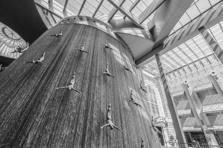 DUBAI - OCTOBER 15, 2014: interior of the Dubai Mall. The Dubai Mall located in Dubai, it is part of the 20-billion-dollar Downtown Dubai complex, and includes 1,200 shops.のeditorial素材