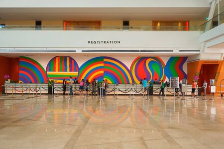 SINGAPORE - NOVEMBER 08, 2015: inside the Marina Bay Sands Hotel. Marina Bay Sands is an integrated resort fronting Marina Bay in Singaporeのeditorial素材