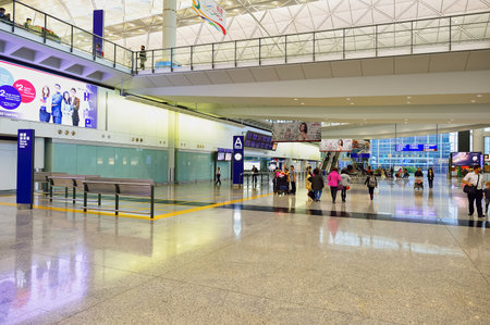 HONG KONG - DECEMBER 26, 2015: interior of  Hong Kong Airport. Hong Kong International Airport is the main airport in Hong Kong. It is located on the island of Chek Lap Kokのeditorial素材