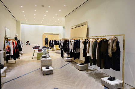 SINGAPORE - NOVEMBER 08, 2015: interior of store in The Shoppes at Marina Bay Sands. The Shoppes at Marina Bay Sands is one of Singapore's largest luxury shopping mallsのeditorial素材